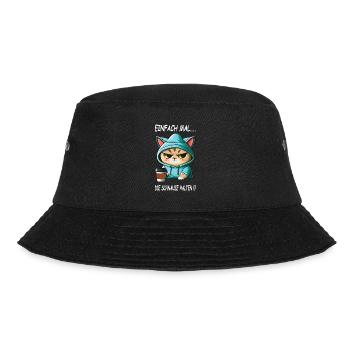 Einfach mal - die Schnauze halten Kaffee Spruch - Bucket Hat - Schwarz - Vorne - Lela (165cm)