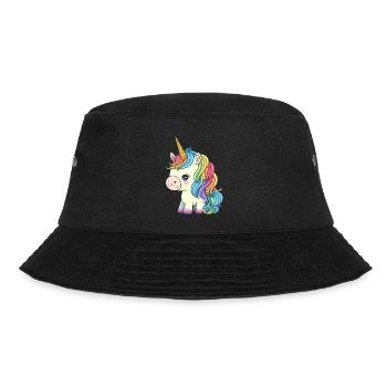 00246 süßes Baby Einhorn mit Regenbogenmähne - Bucket Hat - Schwarz - Vorne - Lela (165cm)