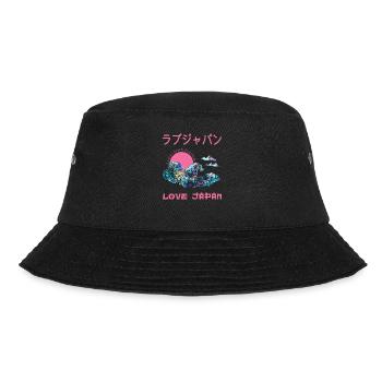 Great Wave Japanese Kanagawa Symbol Word Kanji - Bucket Hat - black - Front - Lela (165cm)
