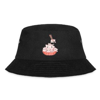 Ramen Kawaii Katze Anime Otaku Japanische Nudeln - Bucket Hat - Schwarz - Vorne - Lela (165cm)