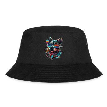 Hipster Bello dog face in bright colors - Bucket Hat - black - Front - Lela (165cm)
