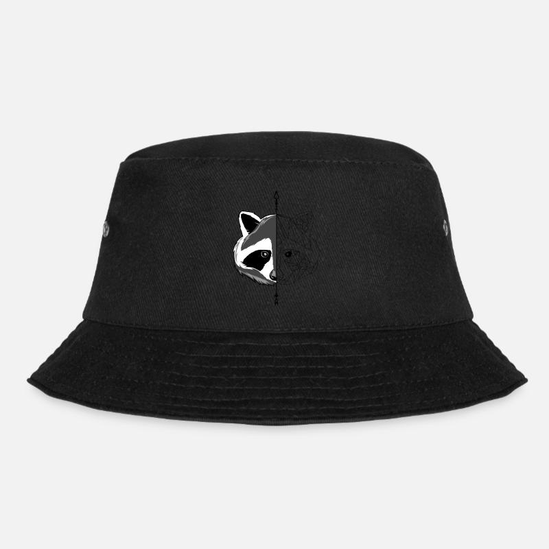 Minimalistischer Waschbär - Bucket Hat - Schwarz