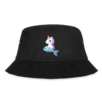 Einhorn reitet auf Fisch - Bucket Hat - Schwarz - Vorne - Lela (165cm)