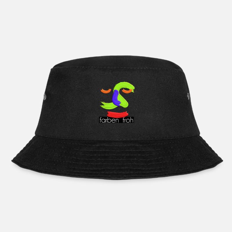 farbenfroh 5 weiss mit balken schw groß - Bucket Hat - Schwarz