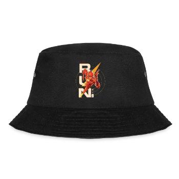 The Flash Schriftzug RUN. - Bucket Hat - Schwarz - Vorne - Lela (165cm)