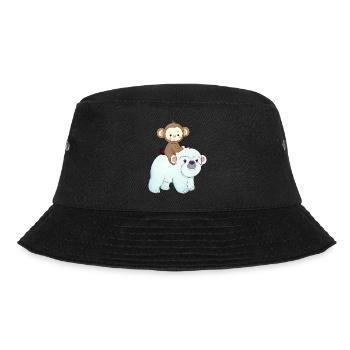 Affe reitet auf Eisbär Polarbär - Bucket Hat - Schwarz - Vorne - Lela (165cm)