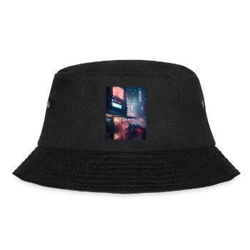 Mitternachtsträumerei: Anime-artige Darstellung eines - Bucket Hat - Schwarz - Vorne - Lela (165cm)