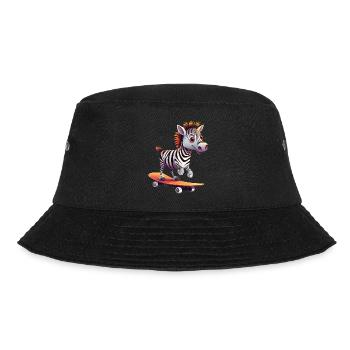 Zebra on Skateboard - Dynamic Design - Bucket Hat - black - Front - Lela (165cm)