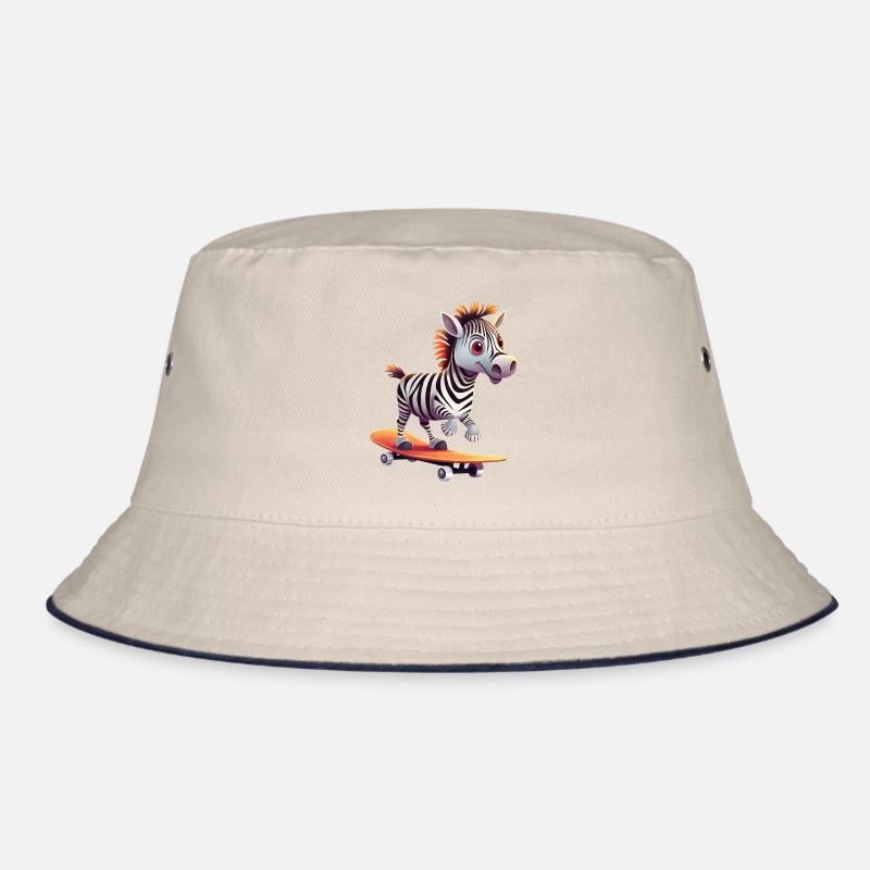 Zebra auf Skateboard - Dynamisches Design Bucket Hat