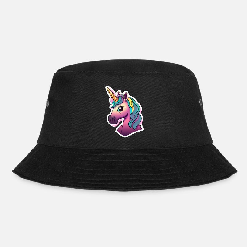 Regenbogen Einhorn für Mädchen Kinder Pferd - Bucket Hat - Schwarz