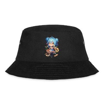Mädchen mit Blumen - Bucket Hat - Schwarz - Vorne - Lela (165cm)
