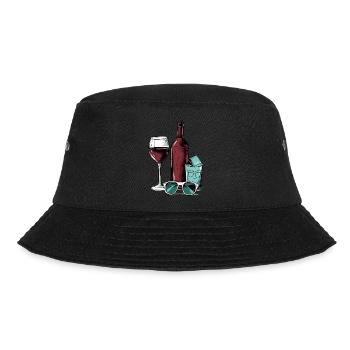 Bottle of wine and glasses n°2 - Bucket Hat - black - Front - Lela (165cm)