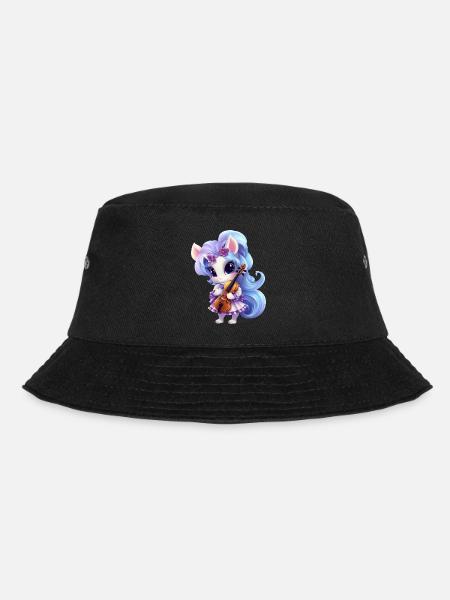 Einhorn mit Blumenkleid und Violine – - Bucket Hat - Schwarz