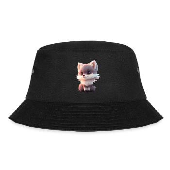 Cute Tiny Hyperrealistic Anime Wolf Tee, Pet - Bucket Hat - black - Front - Lela (165cm)