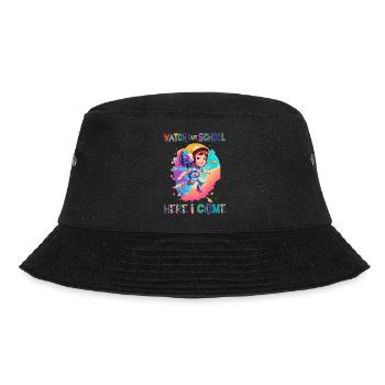 Watch out school - here I come / Astronaut girl - Bucket Hat - Schwarz - Vorne - Lela (165cm)