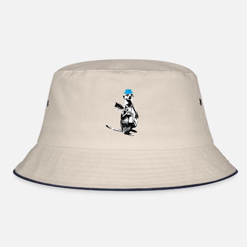 Suricate Guitariste White BG Cyan Hat Bob