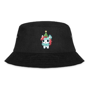 Christmas unicorn with fir tree and - Bucket Hat - black - Front - Lela (165cm)