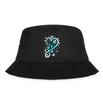 Herz mit Pfötchen und Sternen - Bucket Hat - Schwarz - Vorne - Lela (165cm)