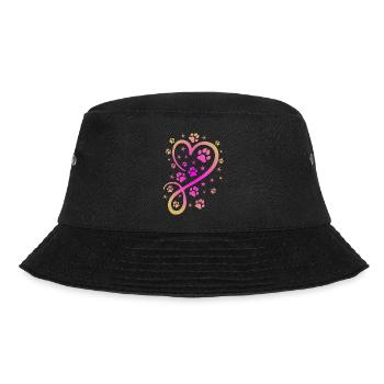 Herz mit Pfötchen und Sternen - Bucket Hat - Schwarz - Vorne - Lela (165cm)