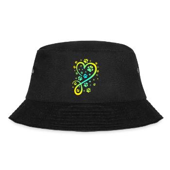 Herz mit Pfötchen und Sternen - Bucket Hat - Schwarz - Vorne - Lela (165cm)