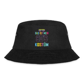 80er Jahre Motto Party 80s Kostüm - I love the 80s - Bucket Hat - Schwarz - Vorne - Lela (165cm)