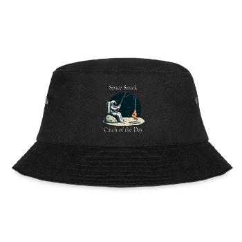 Astronaut on Moon Fishing Pizza "Space Snack Catch - Bucket Hat - black - Front - Lela (165cm)