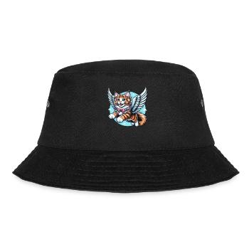 Maine Coon Katze Engel Fliegen - Bucket Hat - Schwarz - Vorne - Lela (165cm)