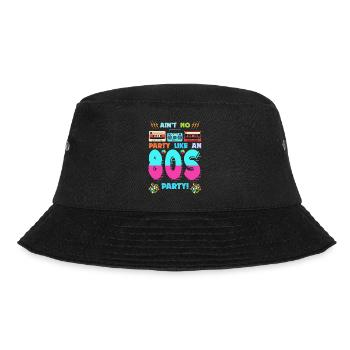 80s Party Vibes - Retro Design with Cassette Tapes - Bucket Hat - black - Front - Lela (165cm)