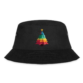 Low-Poly-Weihnachtsbaum - Bucket Hat - Schwarz - Vorne - Lela (165cm)