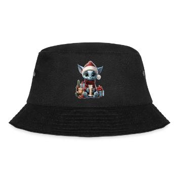Gnomie der blaue Weihnachtsgnom. - Bucket Hat - Schwarz - Vorne - Lela (165cm)