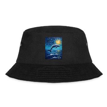 dolphin, Starry Night, Van Gogh, Style - Bucket Hat - black - Front - Lela (165cm)