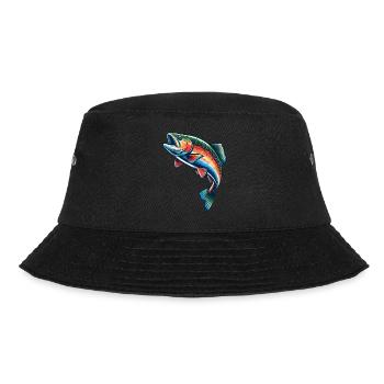 Regenbogenforelle Forelle Angeln Fischen Fisch - Bucket Hat - Schwarz - Vorne - Lela (165cm)