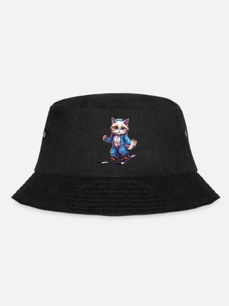 Ragdoll Katze Ski Wintersport Skifahrer - Bucket Hat - Schwarz