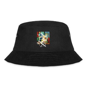 Abstrakte Katze auf T-Shirt - Bucket Hat - Schwarz - Vorne - Lela (165cm)