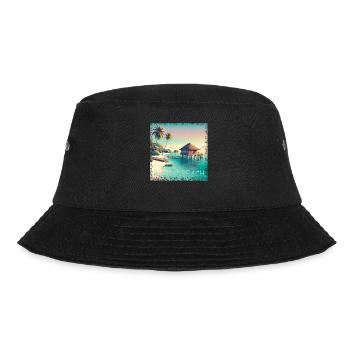 Maldives Reethi Beach – Grunge Holiday Paradise - Bucket Hat - black - Front - Lela (165cm)