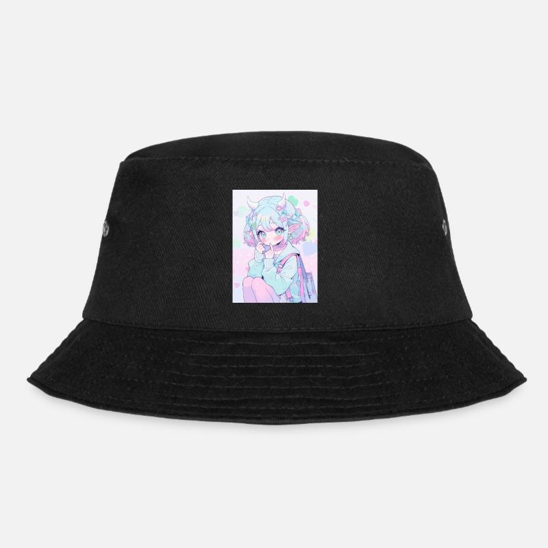 anime, anime girl, anime mädchen, elfe - Bucket Hat - Schwarz