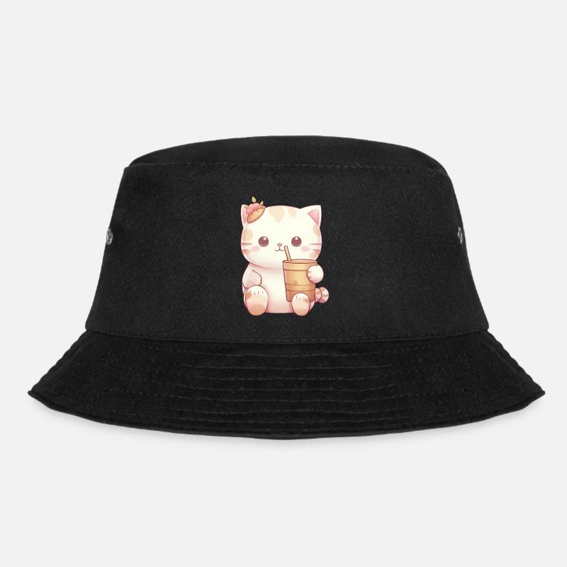 Katze im Bubble-Tea-Zauber - Bucket Hat - Schwarz