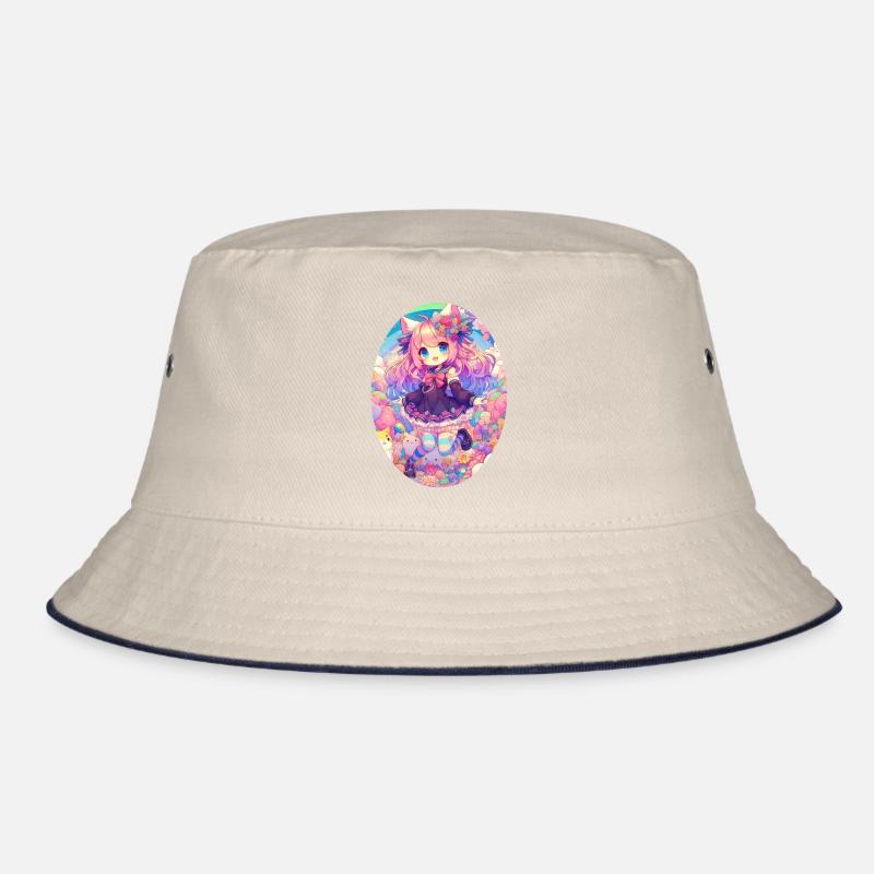 Ein süßes Anime Mädchen in einem Wolkengarten Bucket Hat