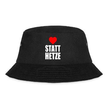 Herz statt hetze - Bucket Hat - Schwarz - Vorne - Lela (165cm)