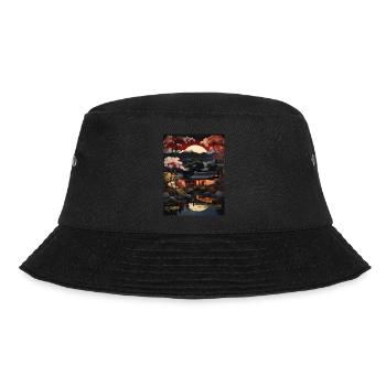 Japanische Kunst Illustration Malerei - Bucket Hat - Schwarz - Vorne - Lela (165cm)