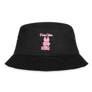 Frohe Ostern, mit dem rosa Osterhasen - Bucket Hat - Schwarz - Vorne - Lela (165cm)