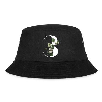Number 3 Floral Green -3rd Floral Birthday - Bucket Hat - black - Front - Lela (165cm)