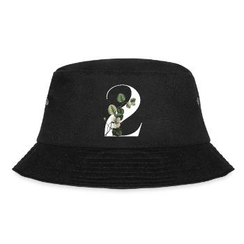 Nummer 2 Blumengrün - 2. Blumengeburtstag - Bucket Hat - Schwarz - Vorne - Lela (165cm)