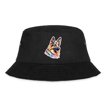 Deutscher Schäferhund Wasserfarben - Bucket Hat - Schwarz - Vorne - Lela (165cm)