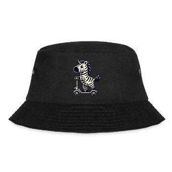 Zebra on scooter whimsical and funny - Bucket Hat - black - Front - Lela (165cm)