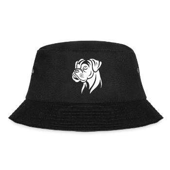 Hund Boxer Kopf Silhouette Minimalistisch - Bucket Hat - Schwarz - Vorne - Lela (165cm)