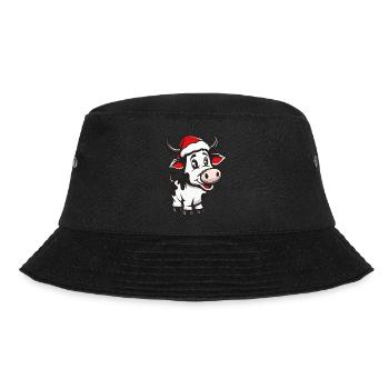 Kuh Weihnachten - Bucket Hat - Schwarz - Vorne - Lela (165cm)
