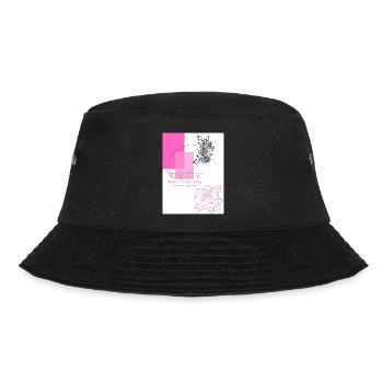 Geometrische Rosen - Rosa - Bucket Hat - Schwarz - Vorne - Lela (165cm)