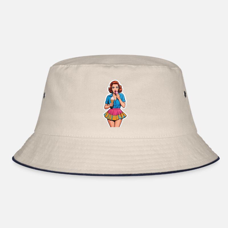 Retro Mädchen Eis essen Bucket Hat