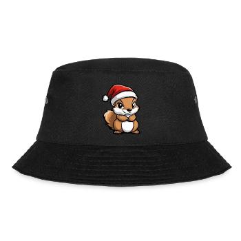Squirrel Christmas Christmas - Bucket Hat - black - Front - Lela (165cm)